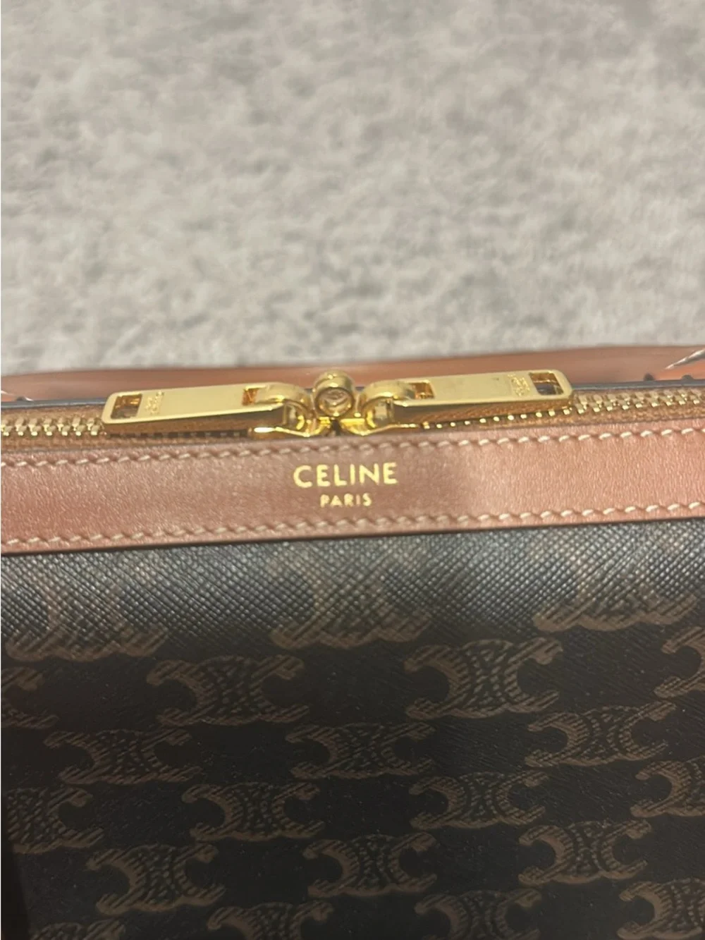 Celine Brown Canvas Duffel with Tan Leather Trim